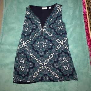 New York & Company XS tank blouse blue white